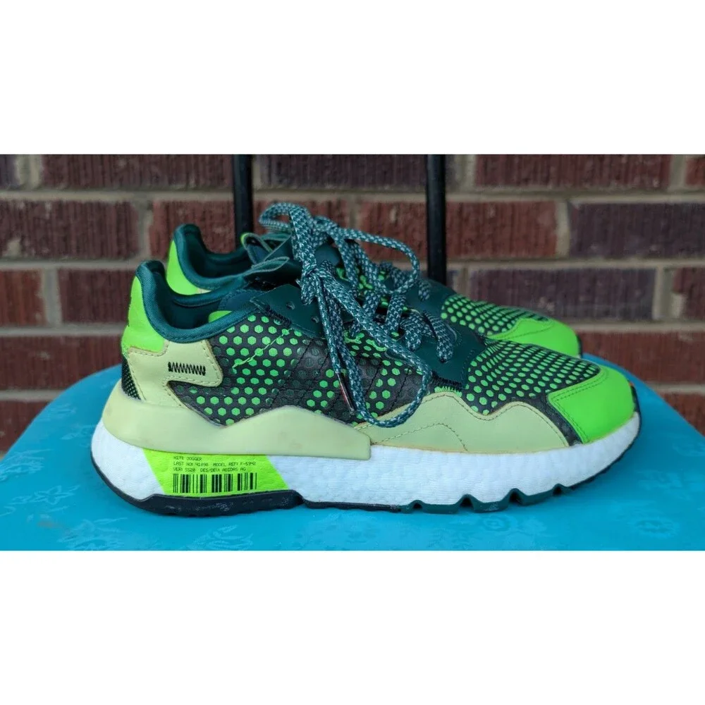 Adidas Nite Jogger 3M Bar Code EF5407 Graphic Sneakers-Blk/Lime Grn-M6/W7.5